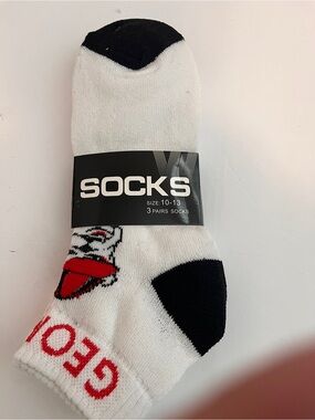 Georgia Bulldogs White & Black Athletic Ankle Socks with Red Accent - 3 Pack